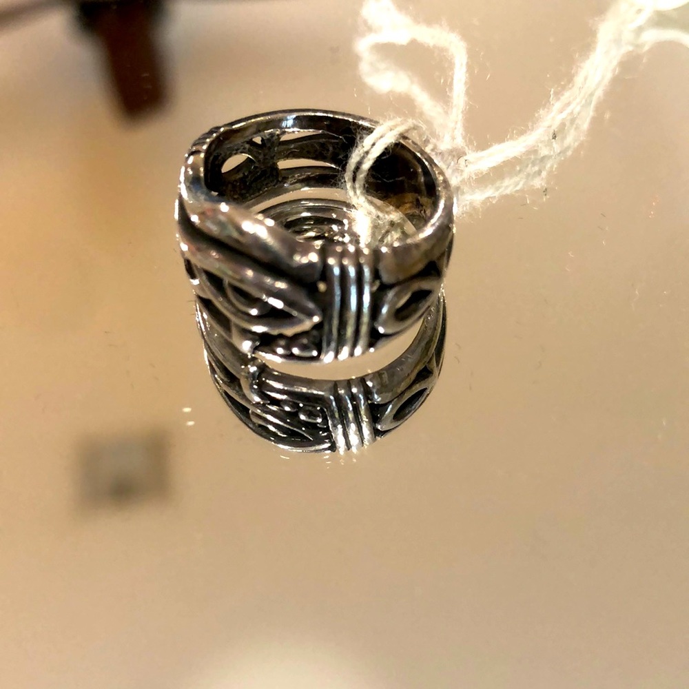 Etched Scroll Sterling Silver Ring - image 1